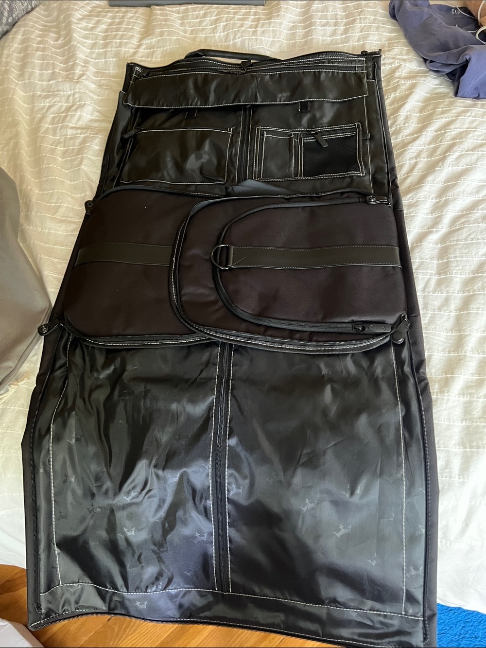Black Travel Garment Bag Tote with Front Pocket